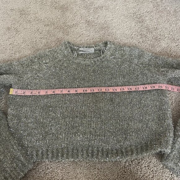 All Saints Rosetta Tinsel cropped Crew Neck Sweater Gold Bronze Size Small - Picture 7 of 9